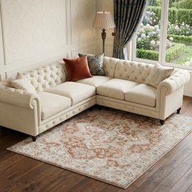 9' X 12' Gold Oriental Power Loom Area Rug