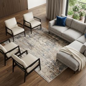 6' X 9' Beige Abstract Power Loom Area Rug