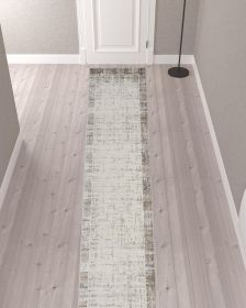 18' Gray Abstract Power Loom Runner Rug