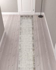 20' Gray Abstract Power Loom Runner Rug