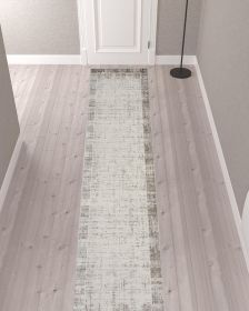 12' Gray Abstract Power Loom Runner Rug