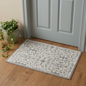 2' X 4' Gray Floral Power Loom Area Rug