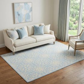 5' X 7' Light Blue Floral Power Loom Area Rug
