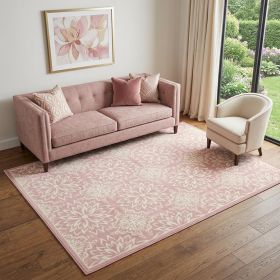 5' X 7' Pink Floral Power Loom Area Rug