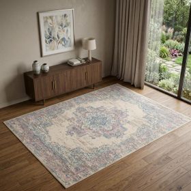4' X 6' Pink Damask Power Loom Area Rug