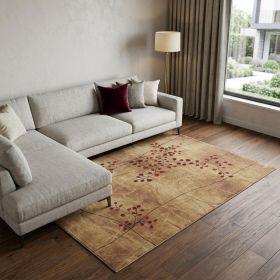 9' X 12' Brown Floral Power Loom Area Rug