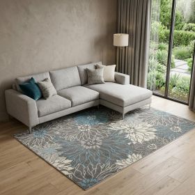 9' X 12' Charcoal Floral Power Loom Area Rug