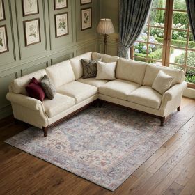 9' X 12' Blue Floral Power Loom Distressed Area Rug