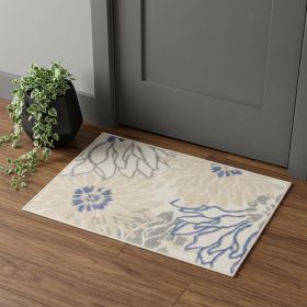 2' X 3' Cream Floral Power Loom Distressed Area Rug