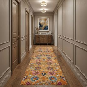 10' Gold Floral Power Loom Runner Rug