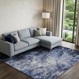 8' X 10' Light Blue Abstract Power Loom Distressed Area Rug