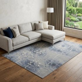 8' X 11' Blue Floral Power Loom Area Rug