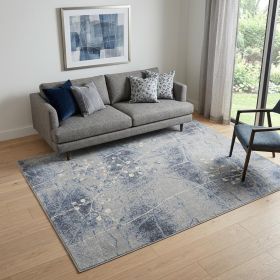 5' X 8' Blue Floral Power Loom Area Rug