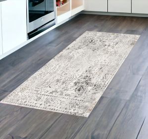 8' Gray Oriental Washable Non Skid Area Rug