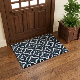 2' X 3' Navy Blue Moroccan Machine Tufted Area Rug With UV Protection