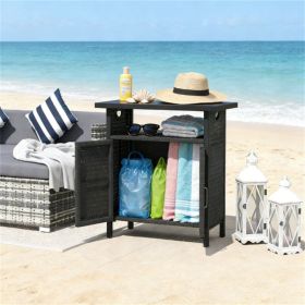 Storage cabinet, outdoor bar table, towel rack