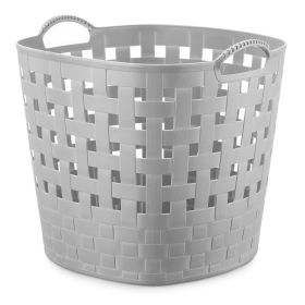 Carry-All Tote with Handles, Breathable Woven Plastic, Gray,storage