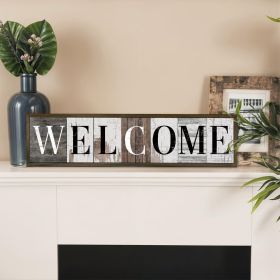 Welcome Wood Signs, Rustic Wall Plaque, Farmhouse Front Door Sign for Indoor Outdoor, Desk Decor Art, Home Decor for Housewarming