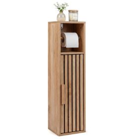 8" Slim Narrow Toilet Paper Cabinet with Adjustable Shelf, Slim Bathroom Storage Cabinet for Small Spaces