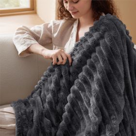 Grey Fleece Throw Blanket for Couch - Super Soft Cozy Blankets for Women, Cute Small Throws for Girls, 50x60 Inches