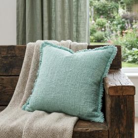 20" X 20" Aqua Sky Blue 100% Cotton Geometric Zippered Pillow